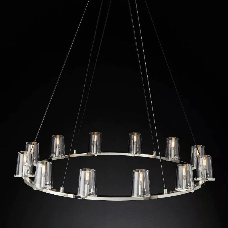 Triumph Glass Round Chandelier 48 inch angled view