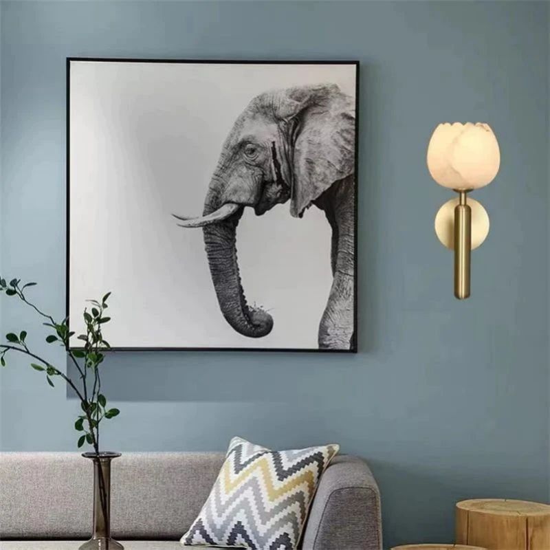 Luminous Tulip Alabaster Wall Sconce For Bedroom detail view