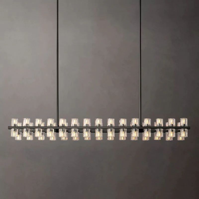 Akio Wine-Glass Rectangular Chandelier 54 inch front view