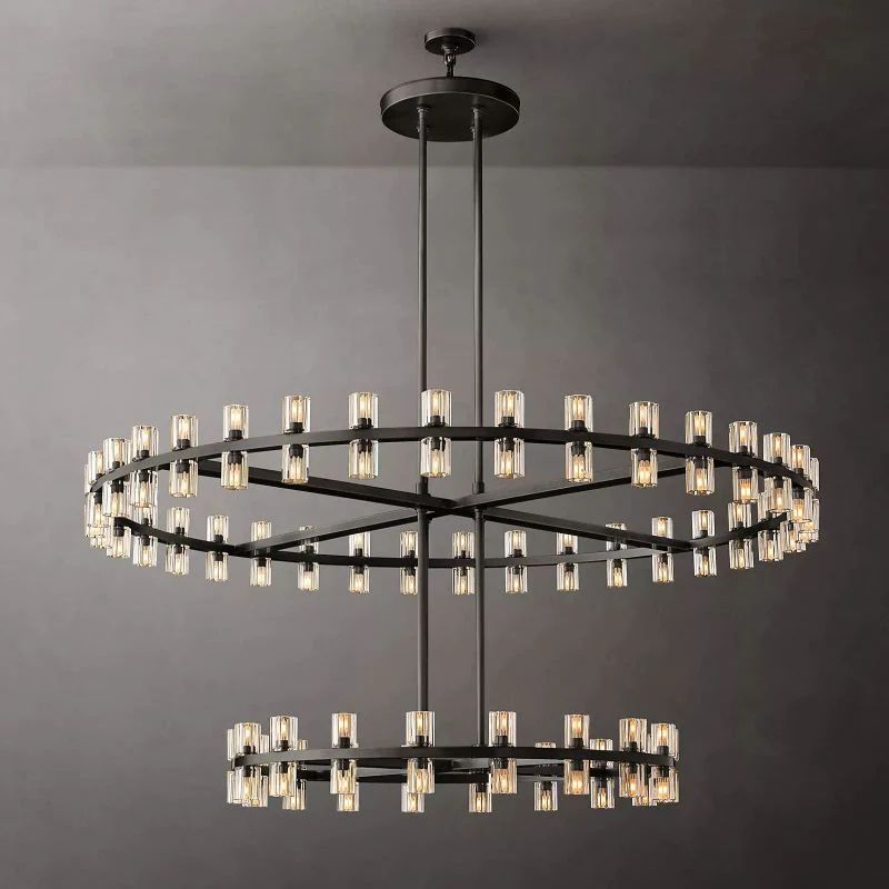 Akio Wine-Glass Round 2-Tier Chandelier 60 inch front view