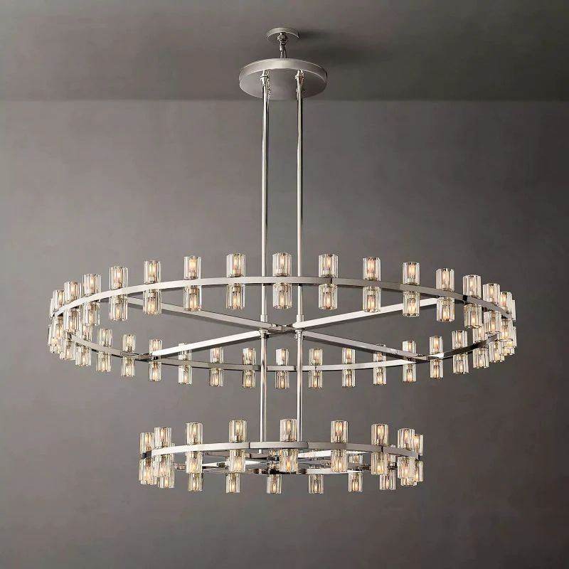 Akio Wine-Glass Round 2-Tier Chandelier 60 inch angled view