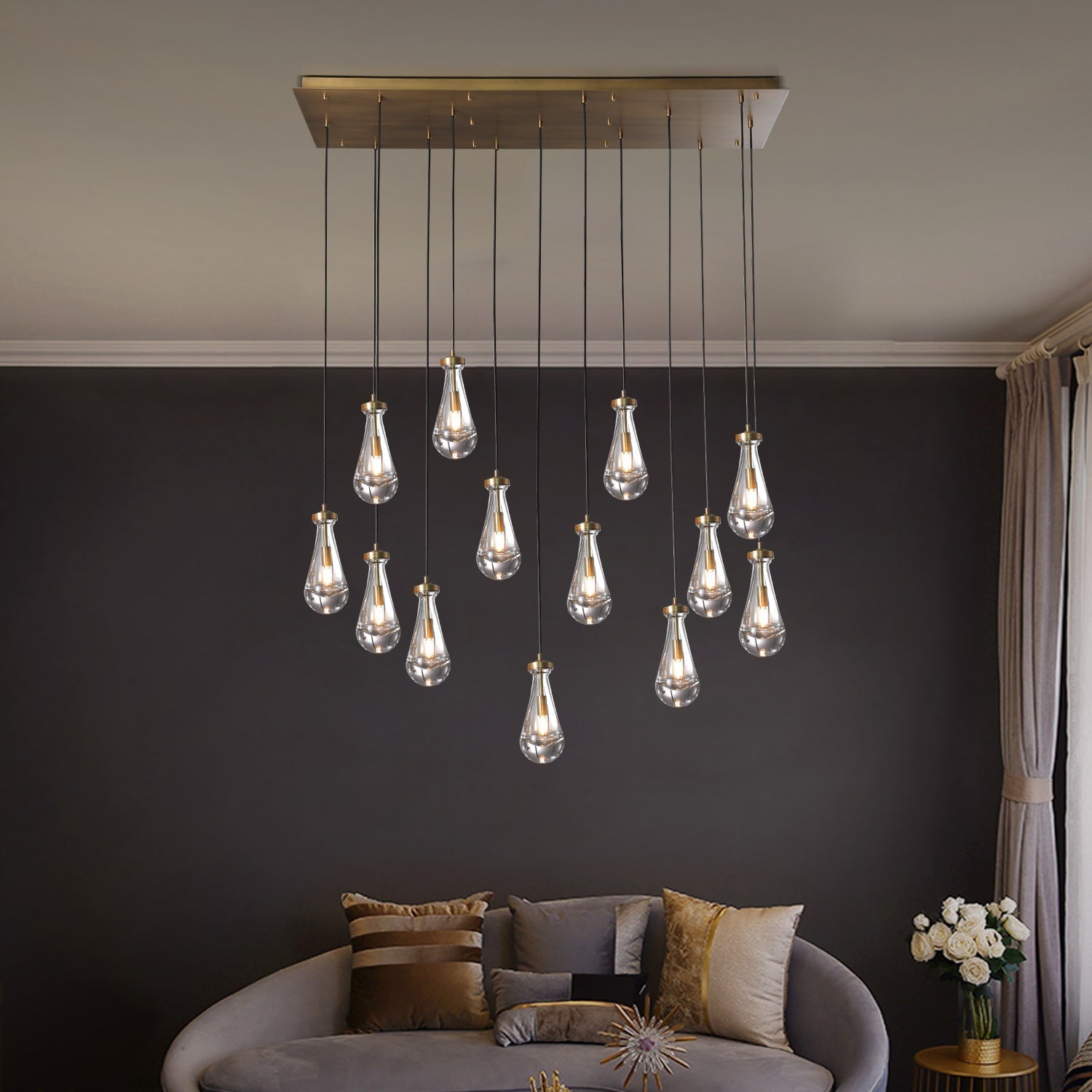 Raindrops Rectangular Chandelier 54" - detail 14