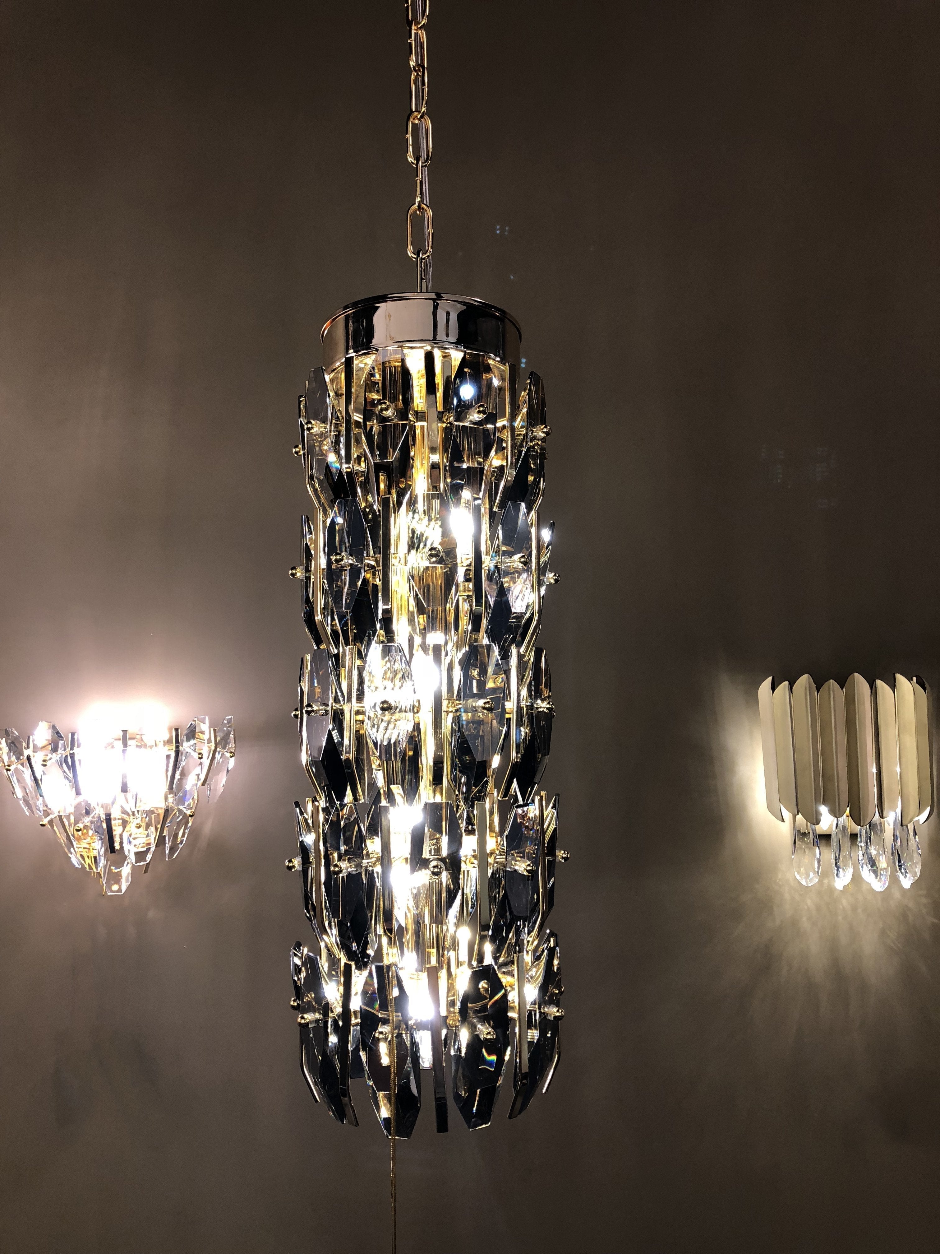 Sol Odeon Tall Crystal Pendant Light - detail 3