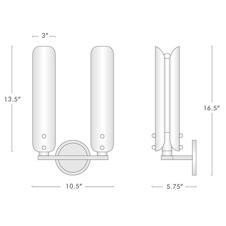 Alen Double White Glass Wall Sconce, Wall Lamps for Bedroom detail view
