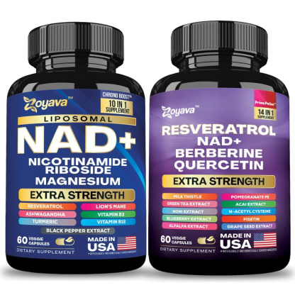 Zoyava NAD+ &Resveratrol All-in-One Supplement Combo forExtra Skin Aging Support, Vitality, & OverallWeliness