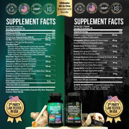 Dynamic Vitality Boost Duo: Sea Moss & Shilajit