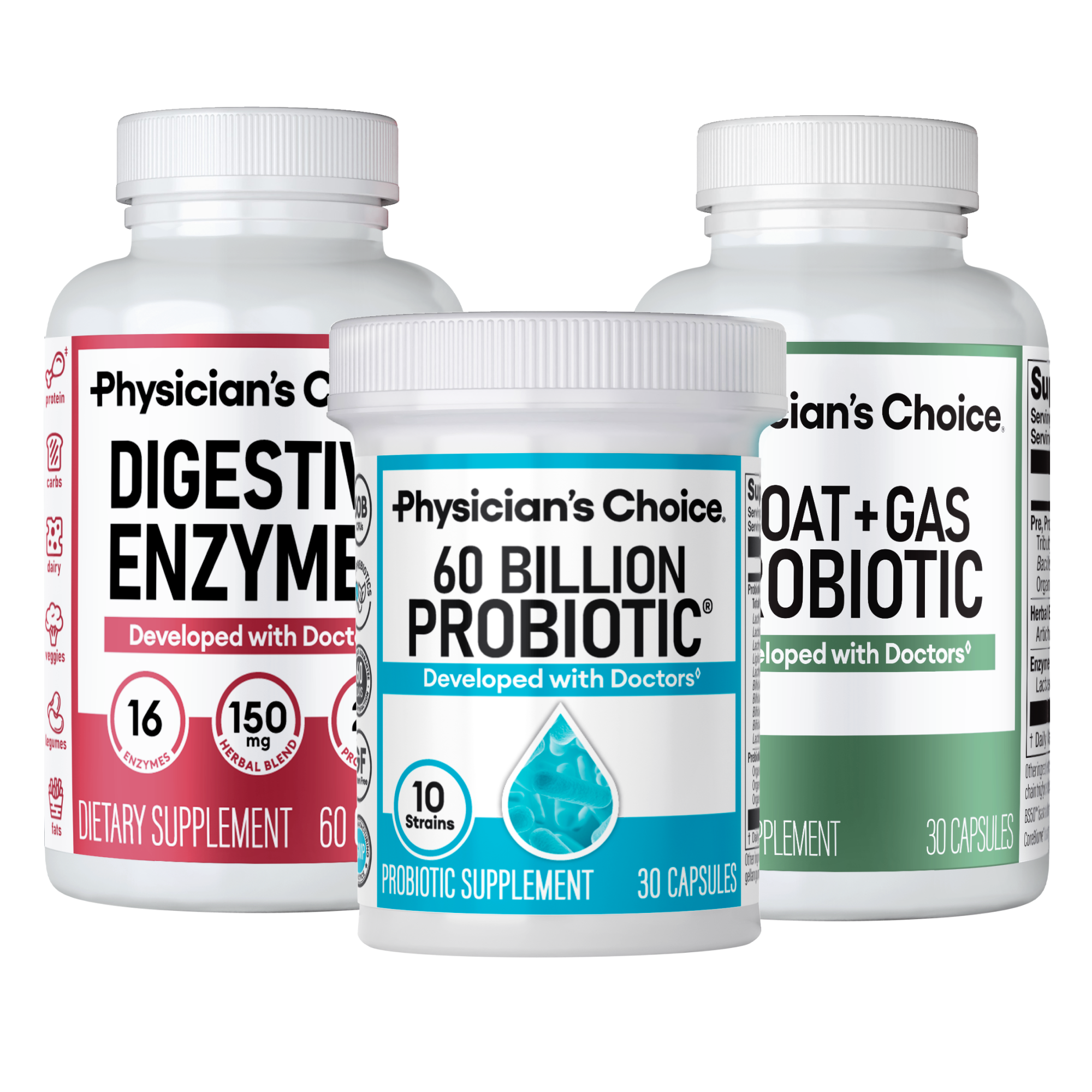Physician's Choice Wellness Girly Stack:Feminine, Bloating & Gut Health Support with Vaginal Probiotic + 60 Billion Probiotic +Digestive Enzymes