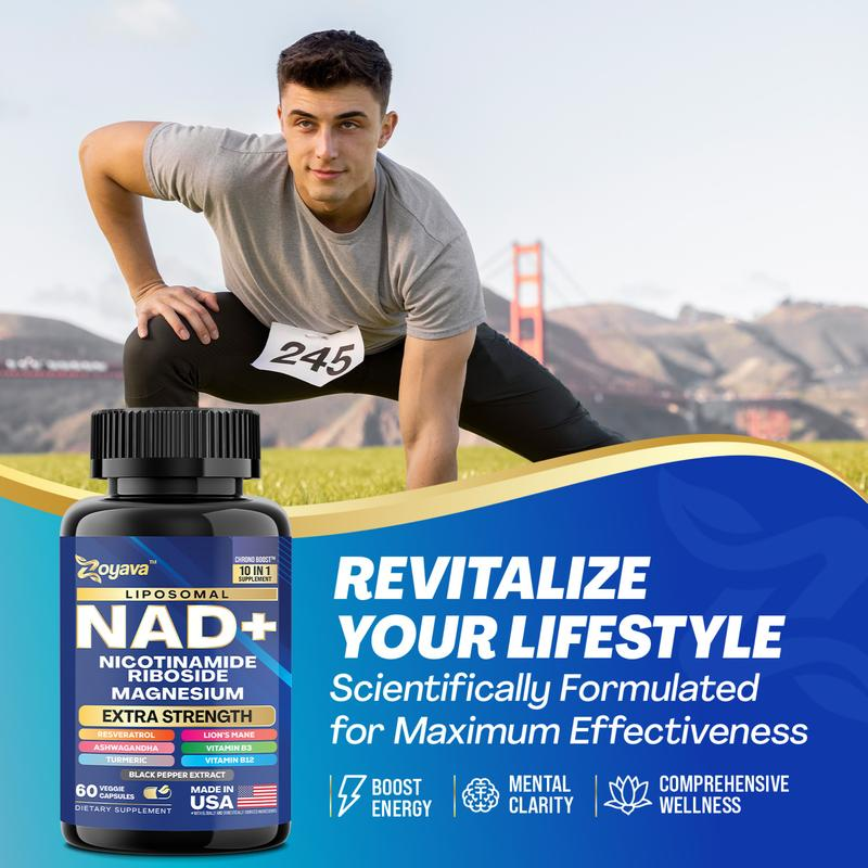 Zoyava NAD+ &Resveratrol All-in-One Supplement Combo forExtra Skin Aging Support, Vitality, & OverallWeliness