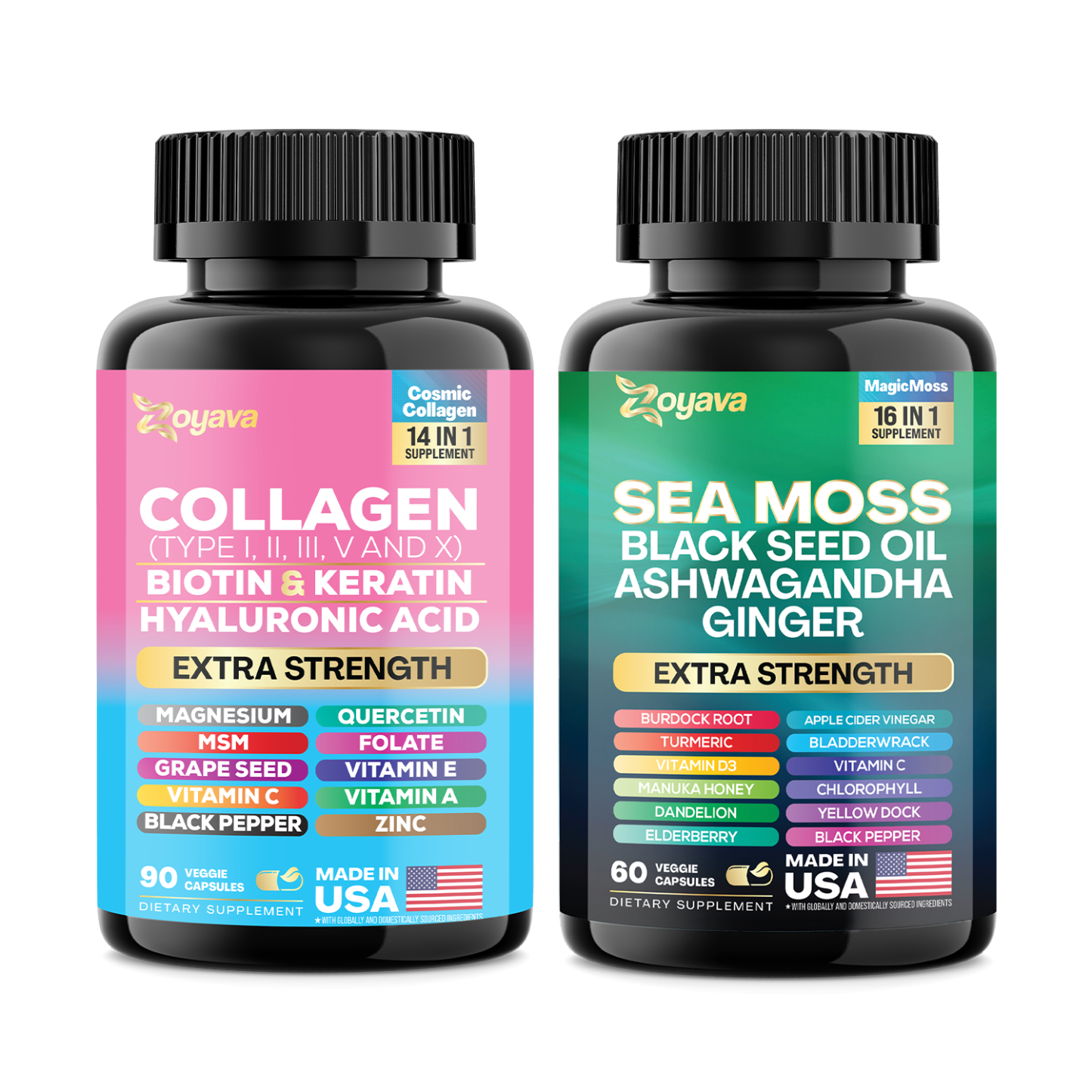 Zoyava™ Revitalize Your Radiance & Wellness: Sea Moss 16-in-1 Magic Moss & Cosmic Collagen Beauty Complex