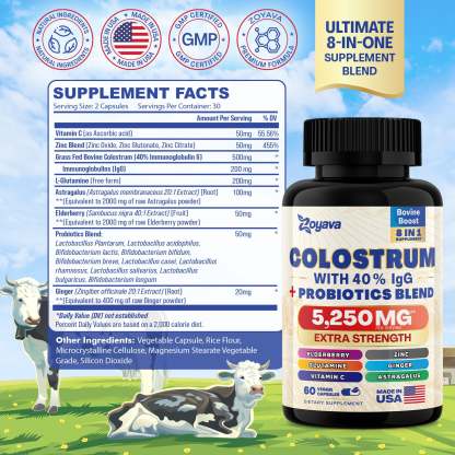 Powerful Duo for Immunity, Gut Health, and Vitality: Bovine Colostrum Capsules (5250MG) & Shilajit Power ShilaStrength Blend (15,250MG)