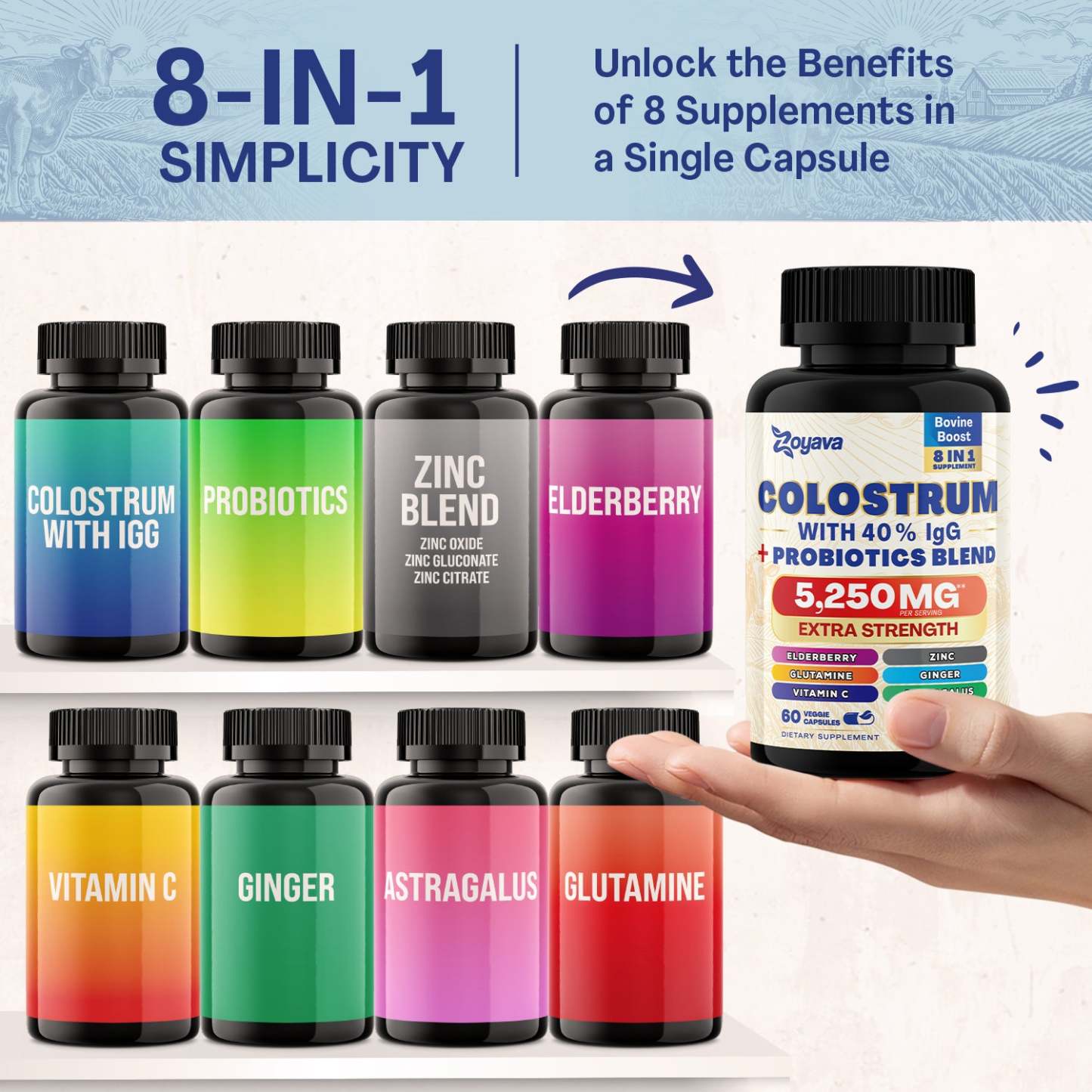 Radiant Beauty Trio- Bovine Colostrum Supplement 5250 MG, Sea Moss 16-in-1 Magic Moss Super Blend - 19,445MG, and Cosmic Collagen Beauty Complex - 64,000MCG