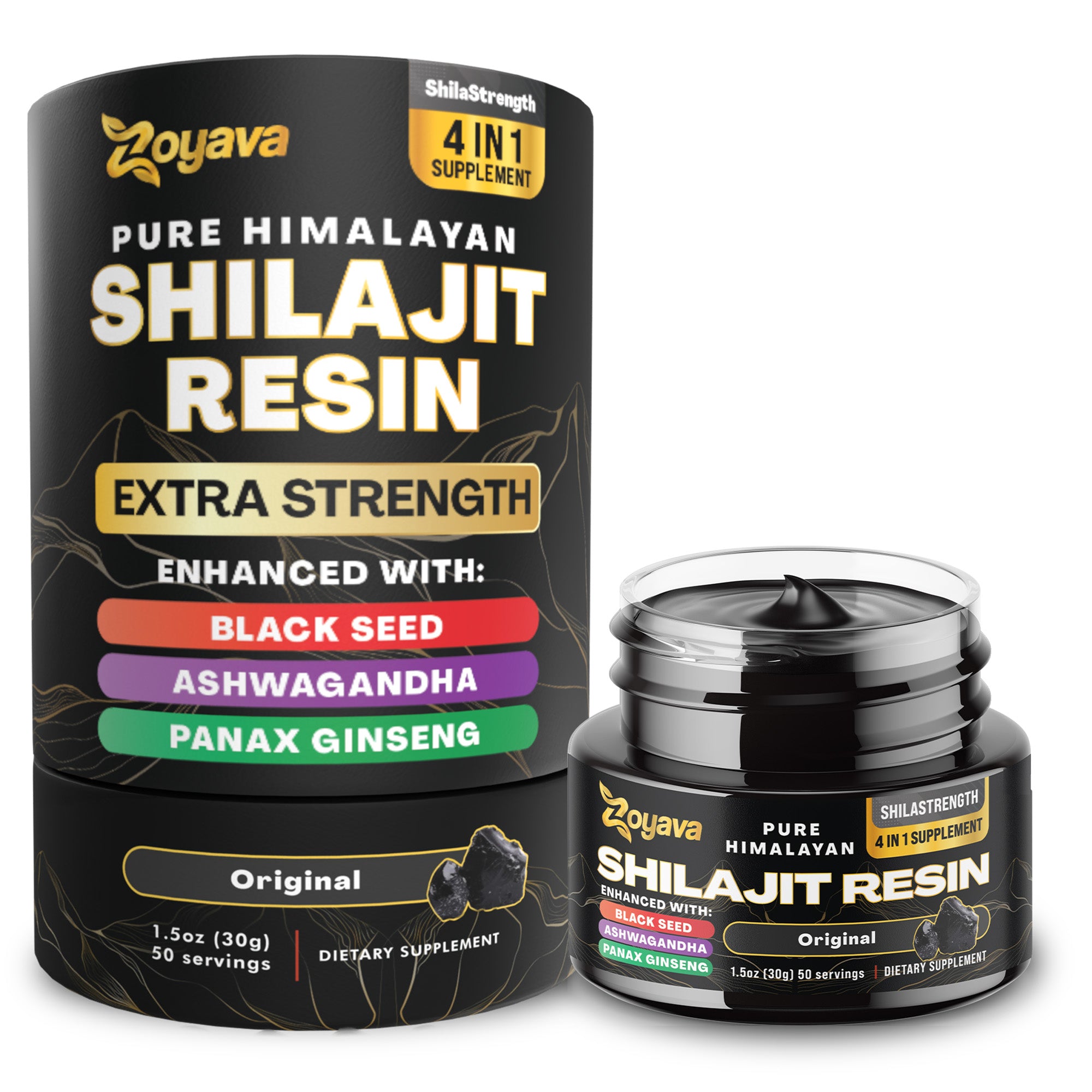 Zoyava™ World's First Flavored Himalayan Shilajit Resin - Caramel, Original
