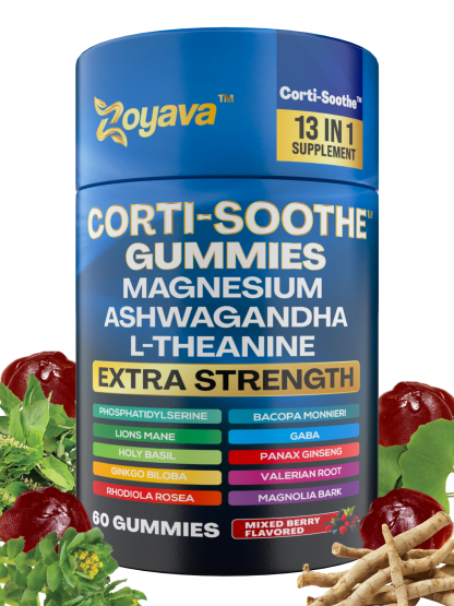 Zoyava™ Ultimate Corti-Soothe Balance: Stress Relief, Calm, and Cognitive Boost - 60 Mixed Berry Gummies