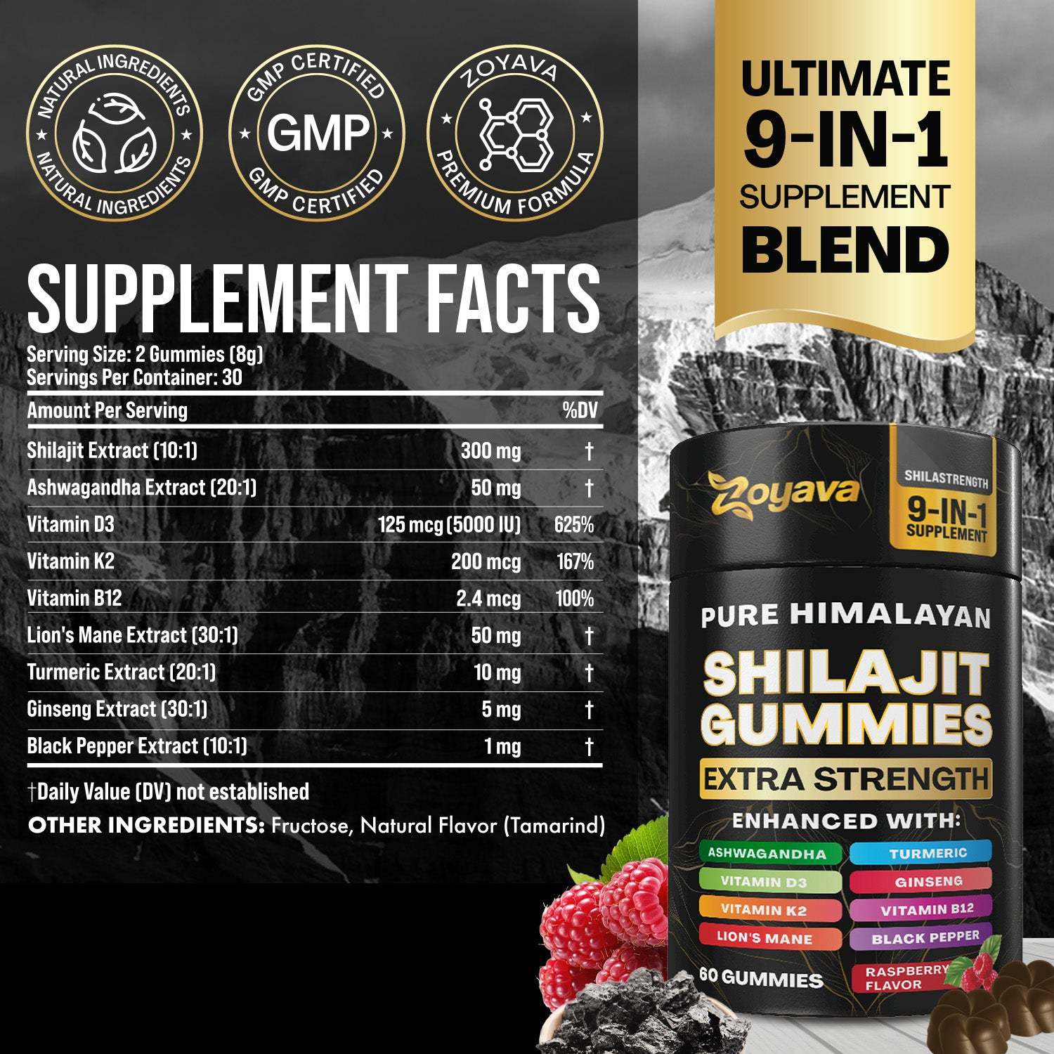 Zoyava™ Multiple Wellness Shilajit 60 Gummies - Berry