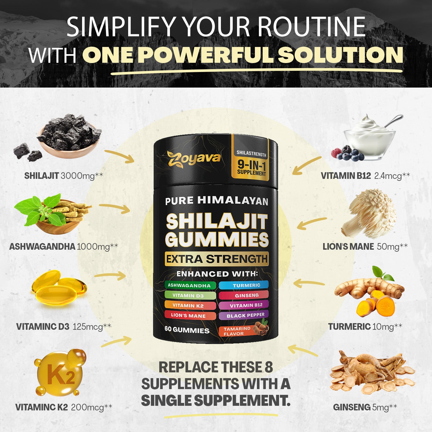 Zoyava™ Multiple Wellness Shilajit 60 Gummies - Tamarind