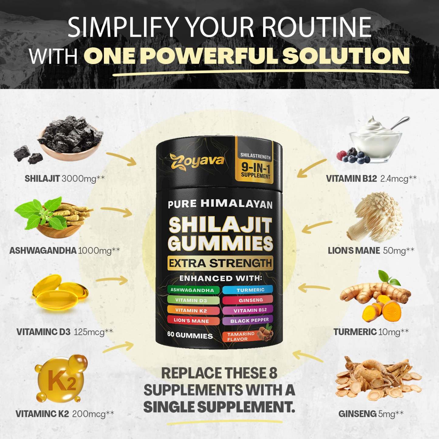 Zoyava™ Multiple Wellness Shilajit 60 Gummies - Tamarind
