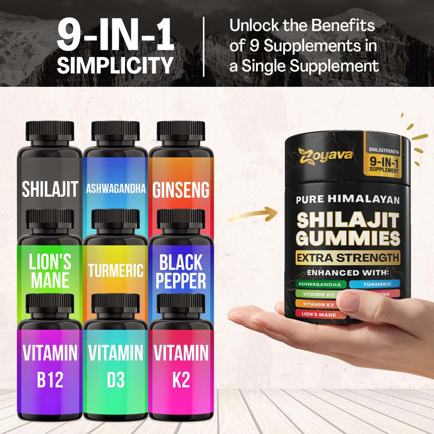 Zoyava™ Multiple Wellness Shilajit 60 Gummies - Berry