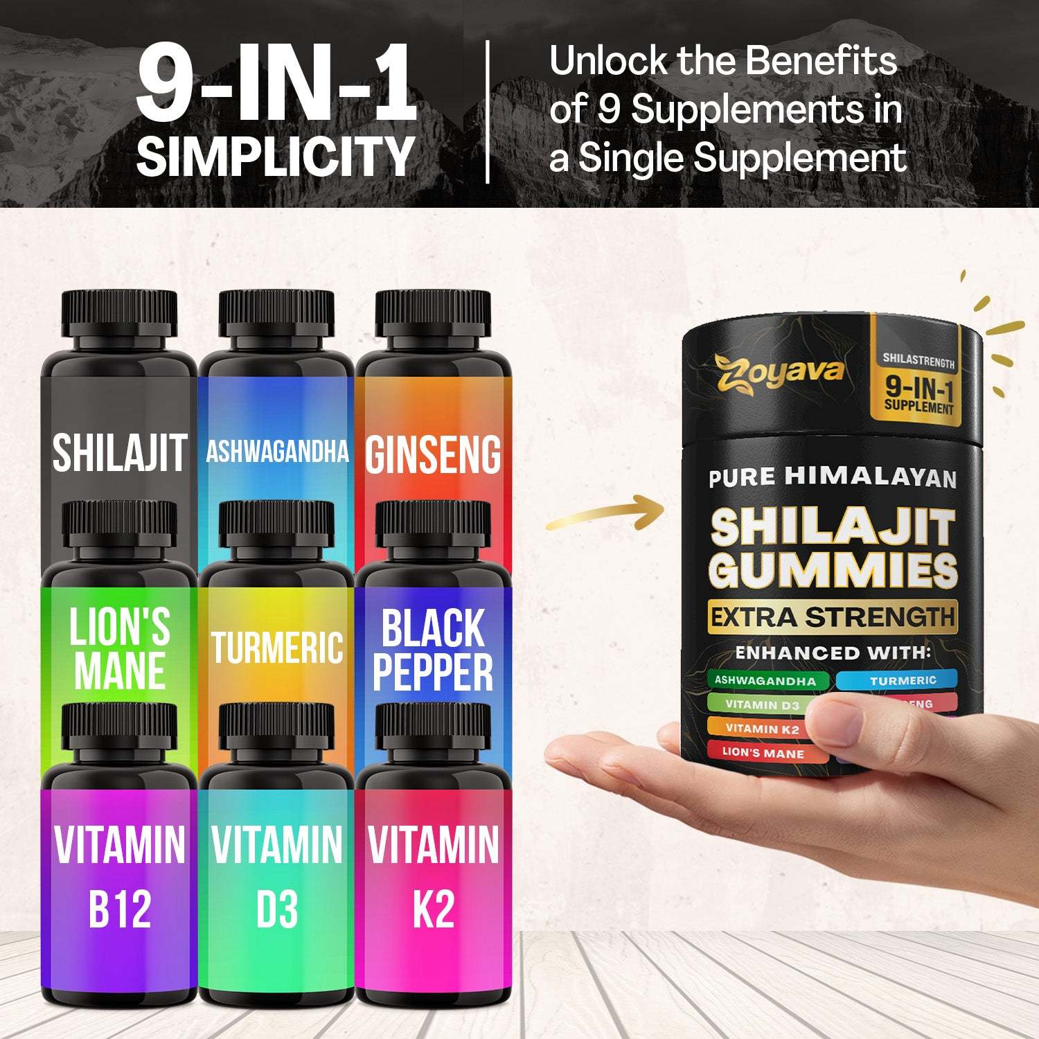 Zoyava™ Multiple Wellness Shilajit 60 Gummies - Berry