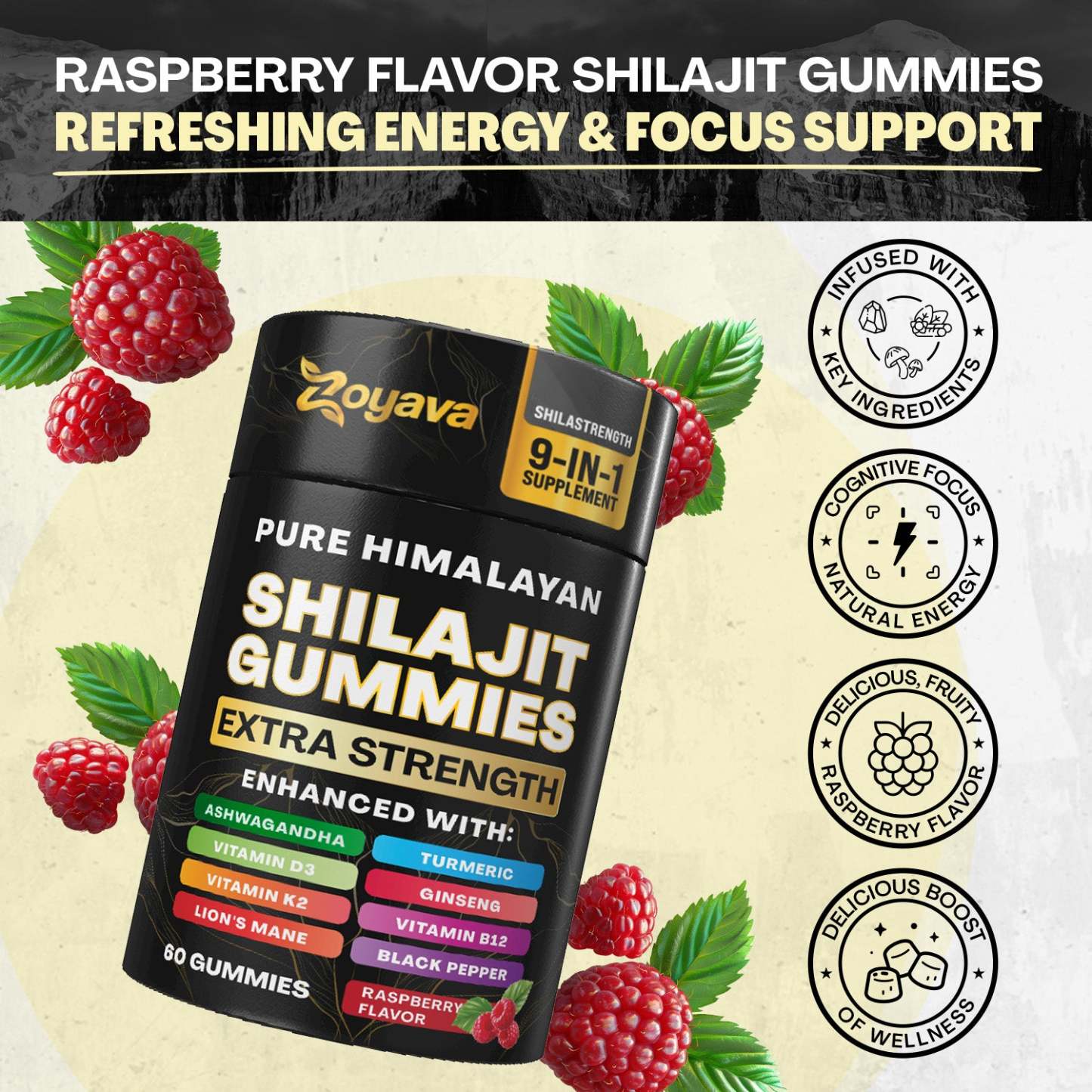Zoyava™ Multiple Wellness Shilajit 60 Gummies - Berry