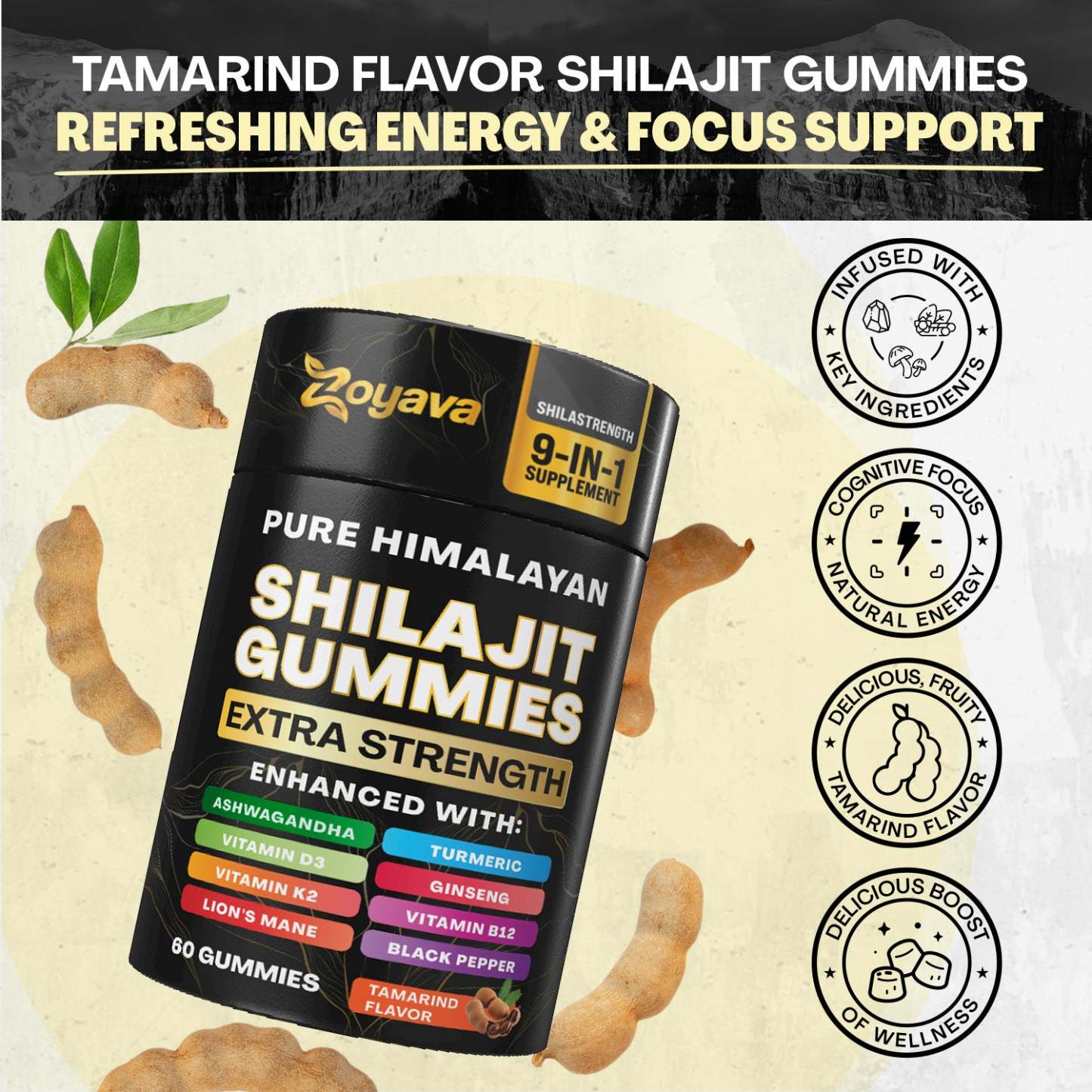 Zoyava™ Multiple Wellness Shilajit 60 Gummies - Tamarind