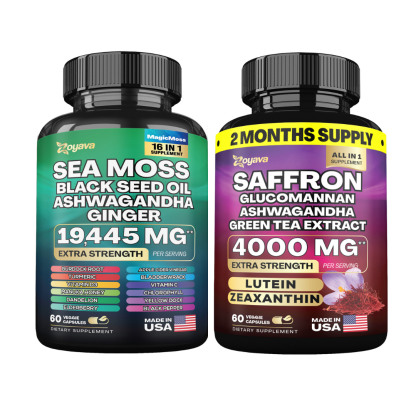 Zoyava™ Harmonize Health and Vitality: Sea Moss 16-in-1 Magic Moss Super Blend 19,445MG & Saffron ZestyZen Powerhouse 4,000MG
