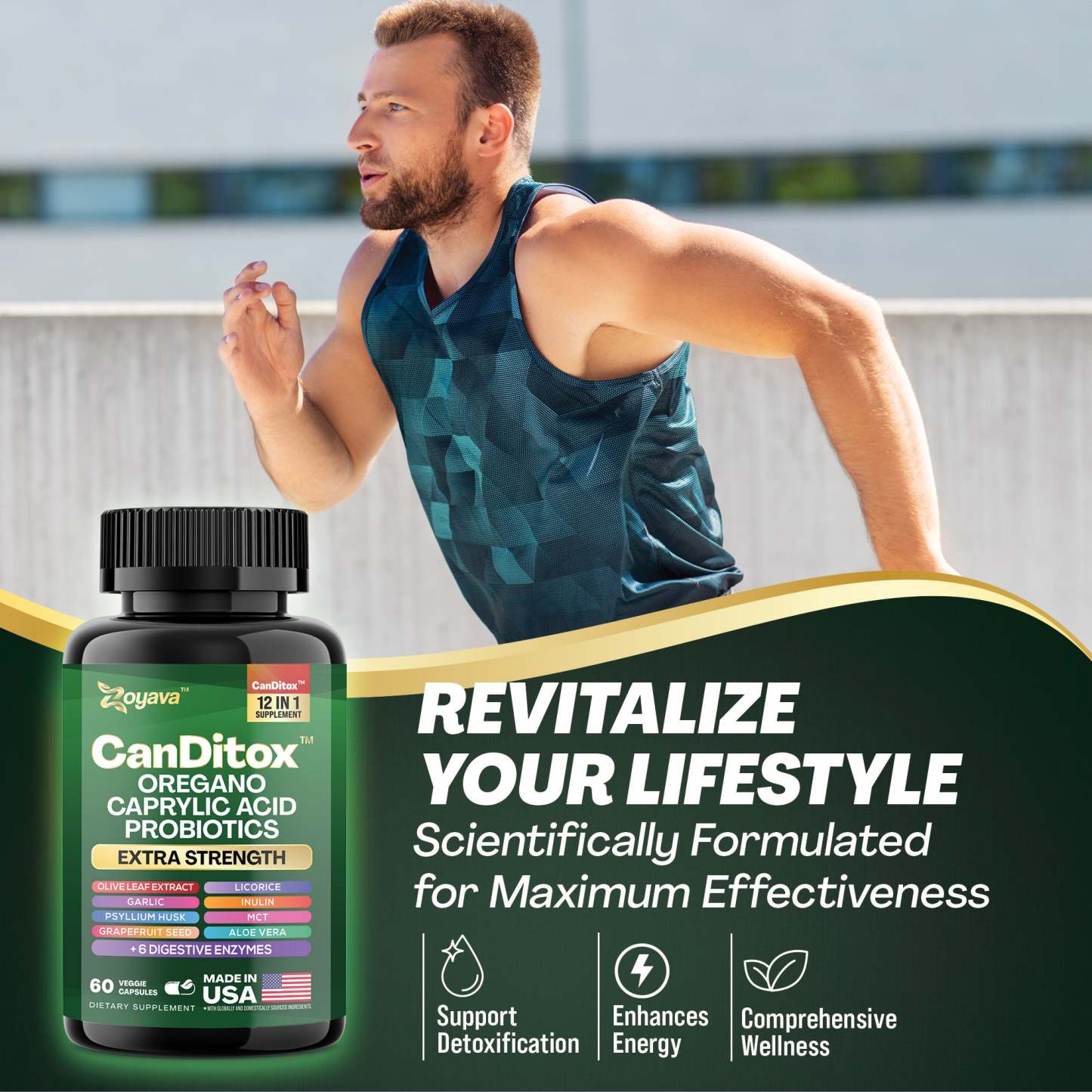 Zoyava™ Candida Cleanse Balance: Gut Health, Immunity, Stress Support & Anti-Aging – 60 Vegan Capsules