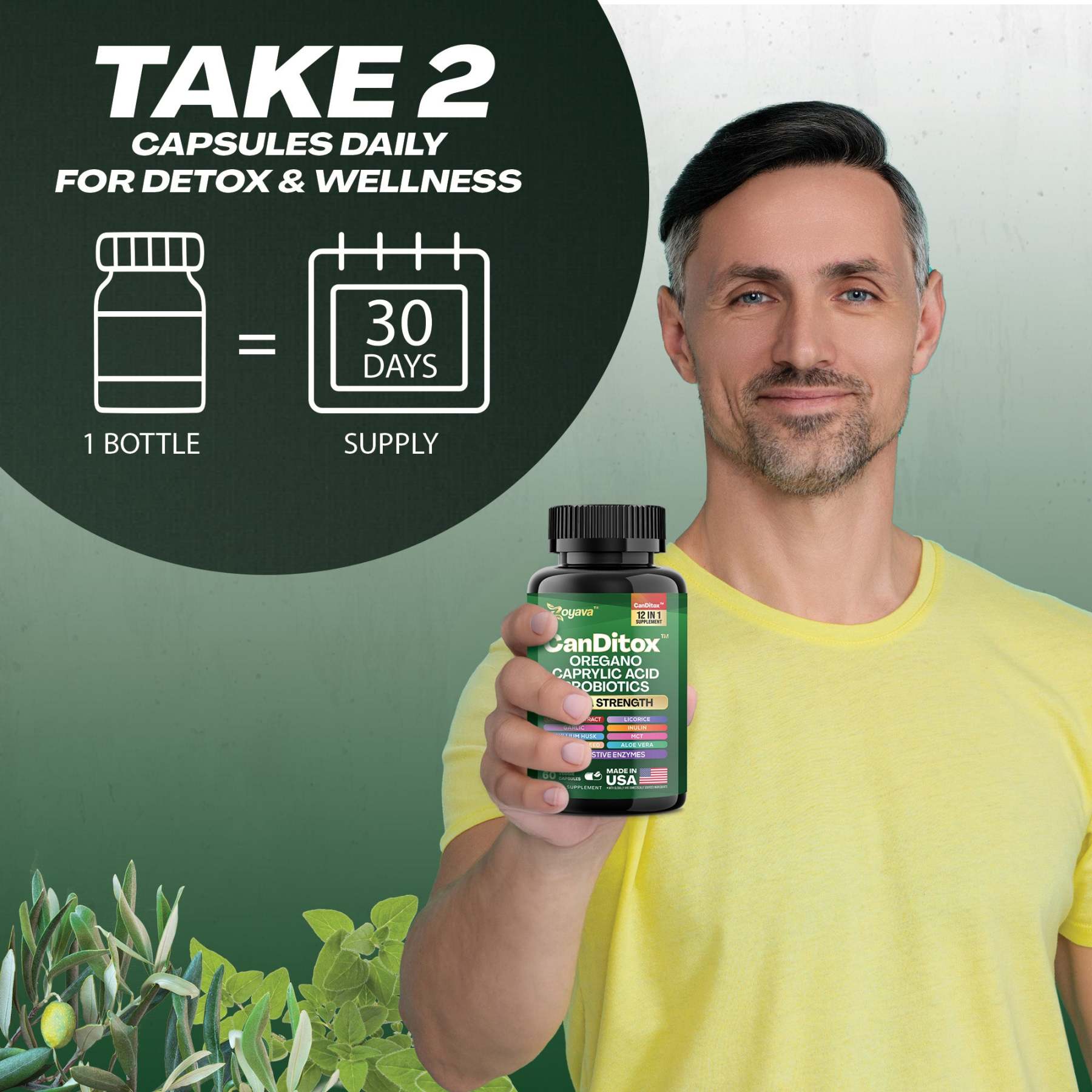 Zoyava™ Candida Cleanse Balance: Gut Health, Immunity, Stress Support & Anti-Aging – 60 Vegan Capsules