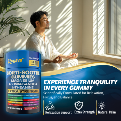 Zoyava™ Ultimate Corti-Soothe Balance: Stress Relief, Calm, and Cognitive Boost - 60 Mixed Berry Gummies