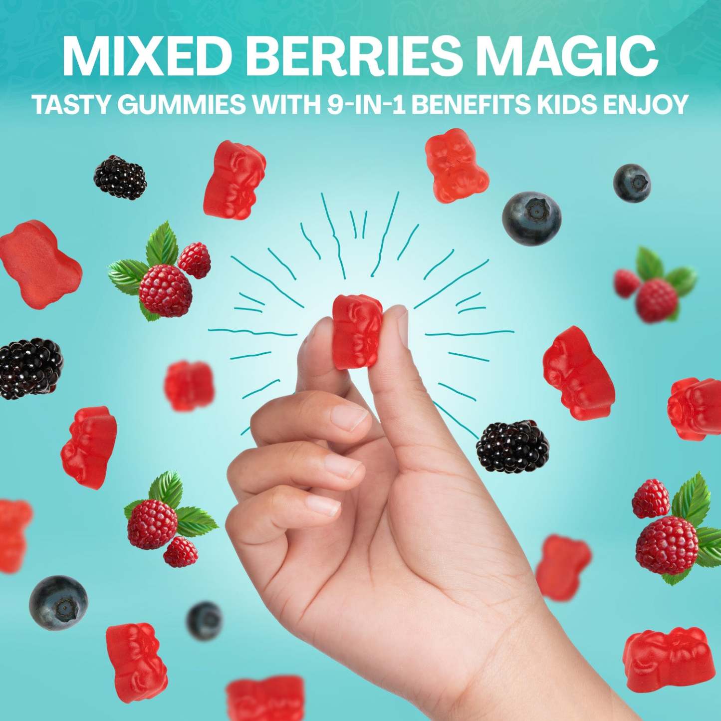 Zoyava™ Zeolite Kids Detox Gummies Mixed Berry Flavored All-in-One 60 Gummies for Detox, Immunity, and Overall Wellness