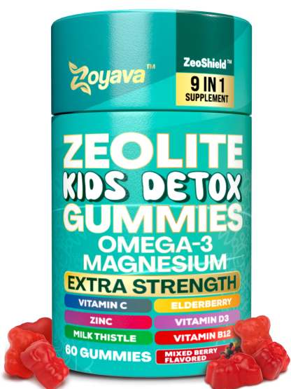 Zoyava™ Zeolite Kids Detox Gummies Mixed Berry Flavored All-in-One 60 Gummies for Detox, Immunity, and Overall Wellness