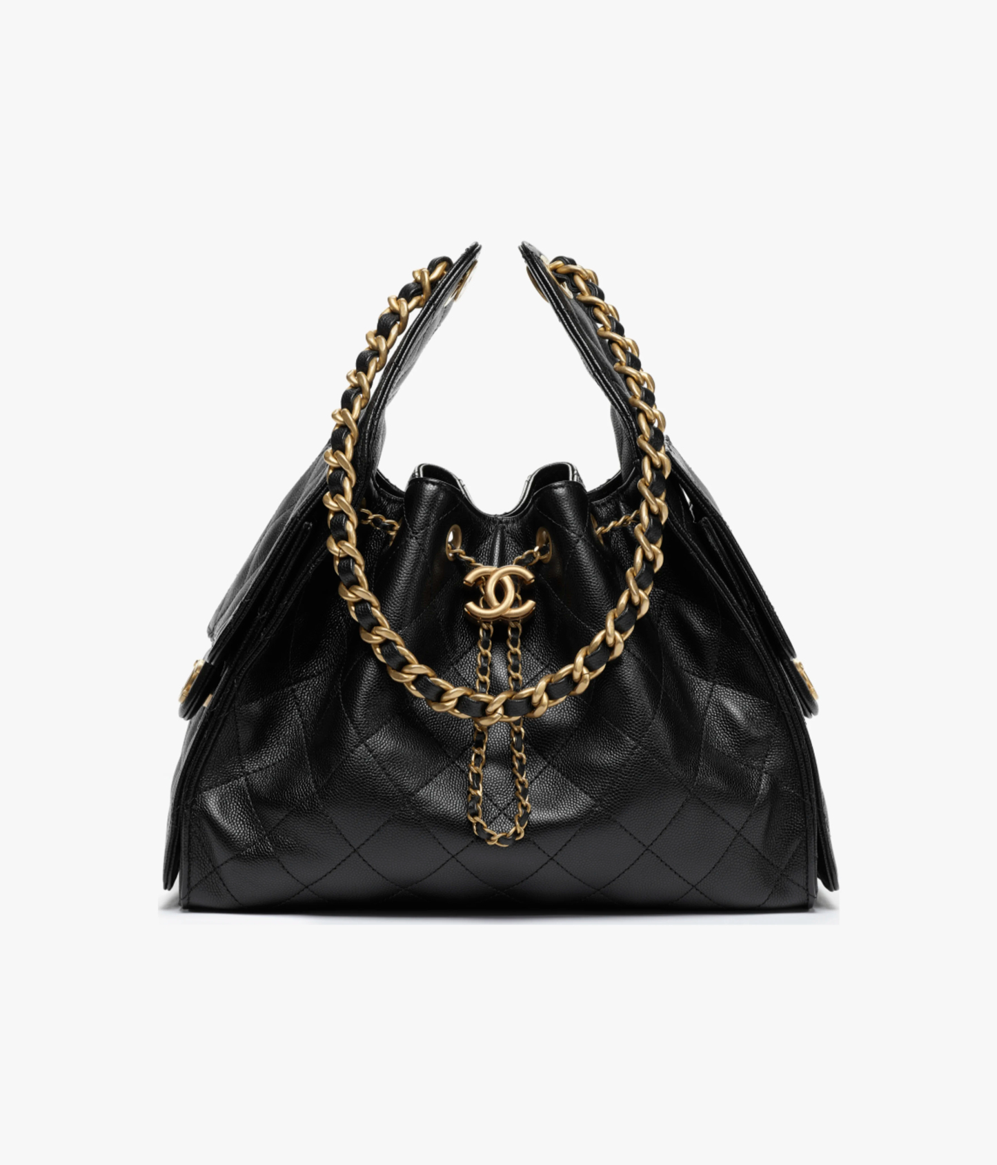 luxury Wallet on Chain WOC Black Caviar Gold Hardware