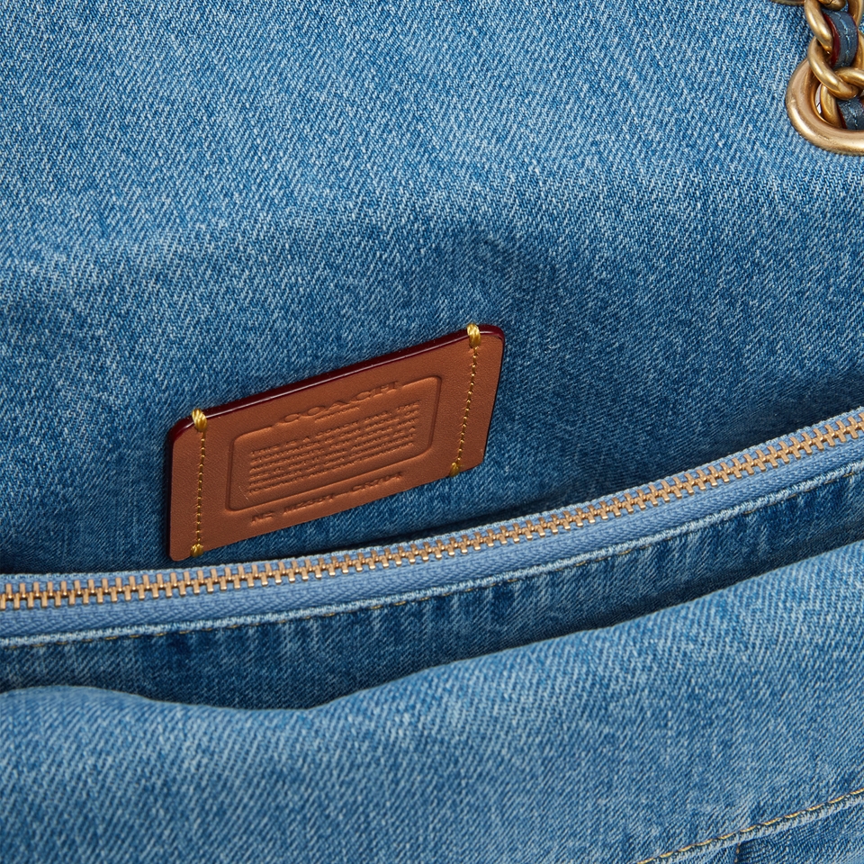 Tabby Shoulder Bag-Blue quilted denim