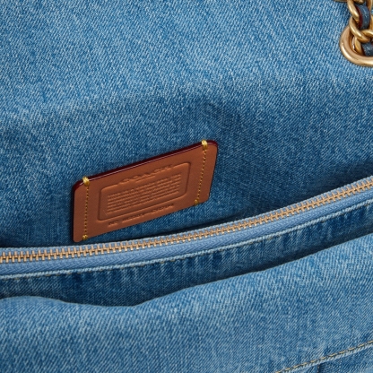 Tabby Shoulder Bag-Blue quilted denim