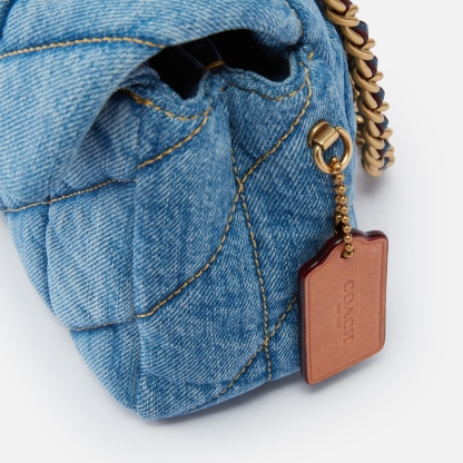 Tabby Shoulder Bag-Blue quilted denim