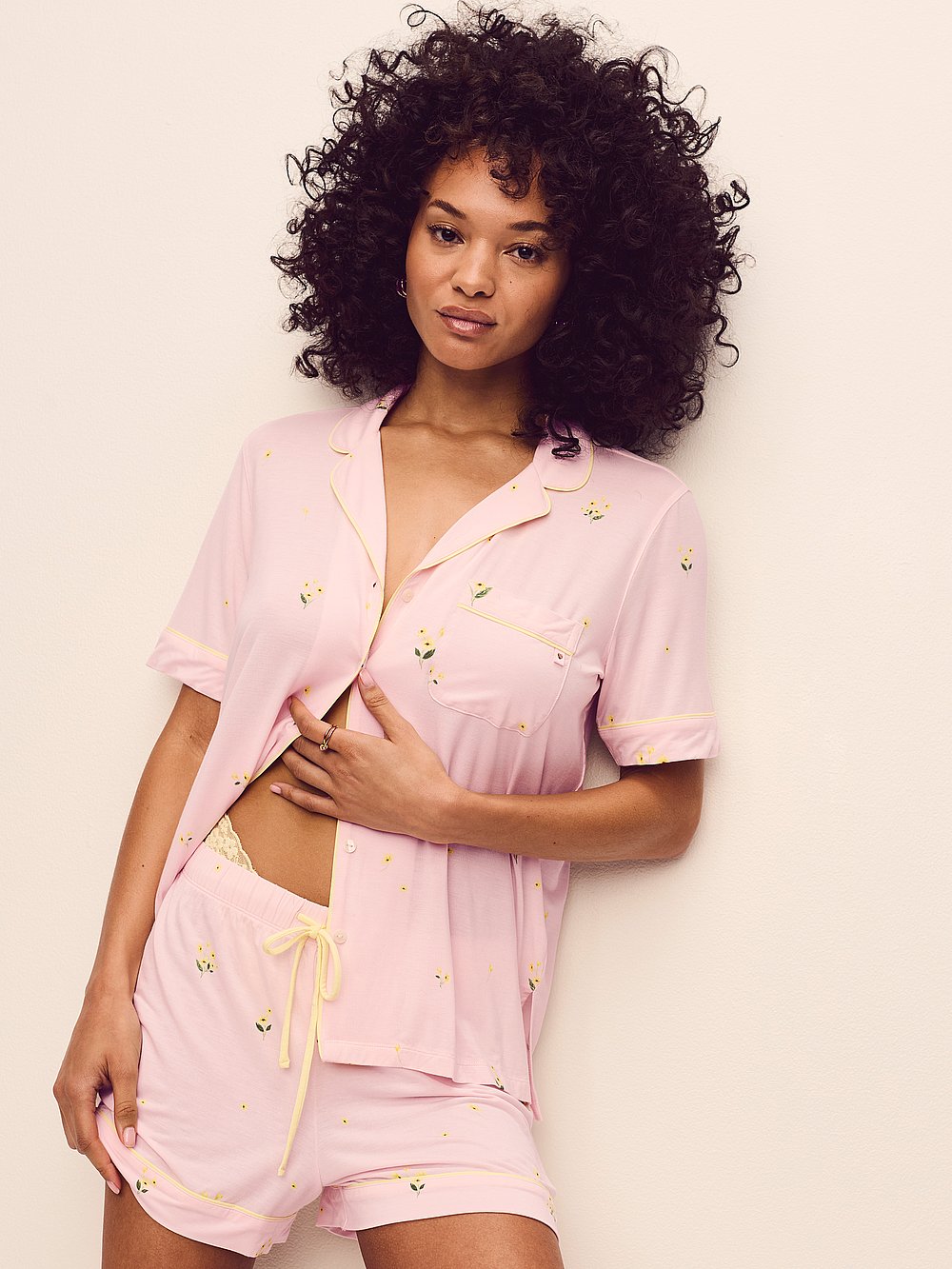 Victoria's Secret, Victoria's Secret SoSoft™ Modal Ultra-Fine Short Pajama Set, Ballet Pink Floral, onModelSide, 3 of 4