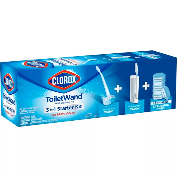 Clorox ToiletWand Disposable Toilet Cleaning System - ToiletWand Storage Caddy and 6 Refill Heads