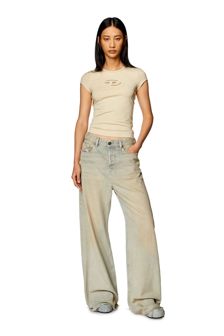 T-shirt with peekaboo logo-Beige