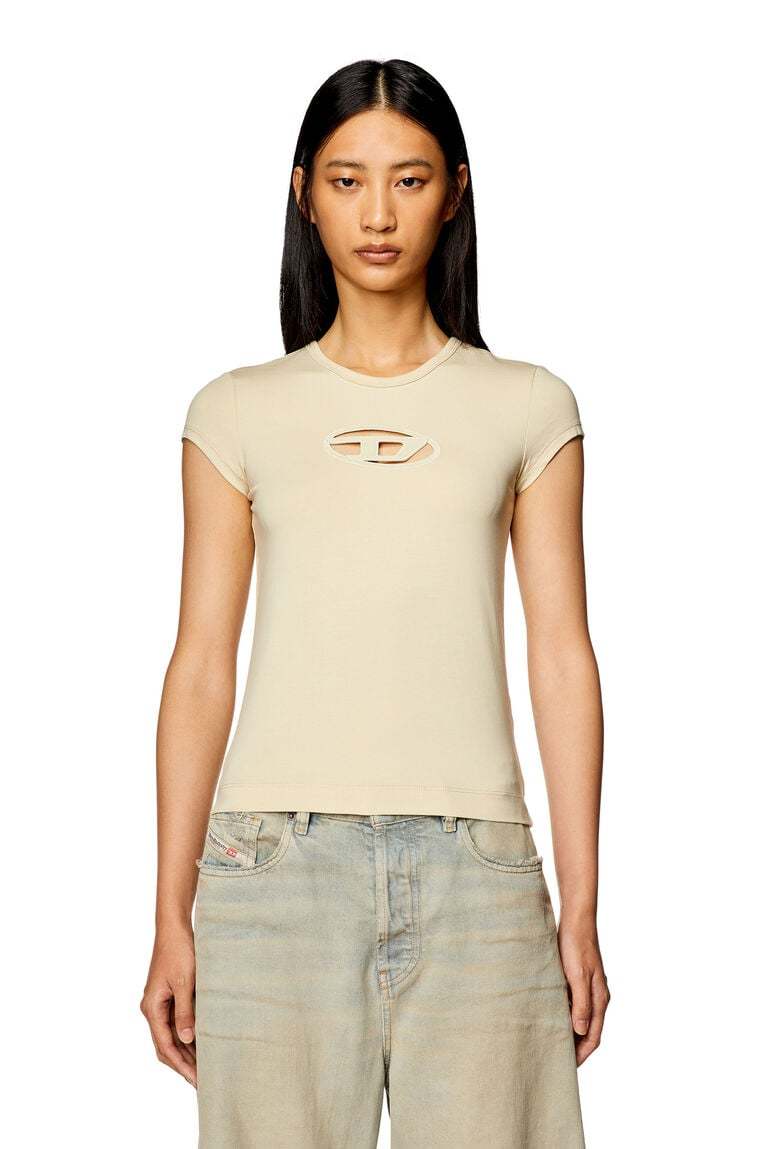 T-shirt with peekaboo logo-Beige