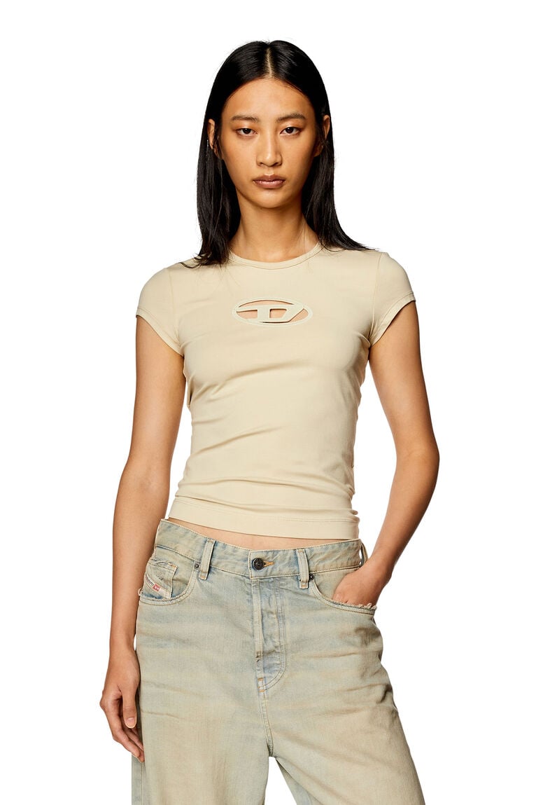 T-shirt with peekaboo logo-Beige