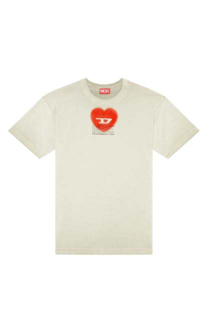 T-shirt with heart print-Beige