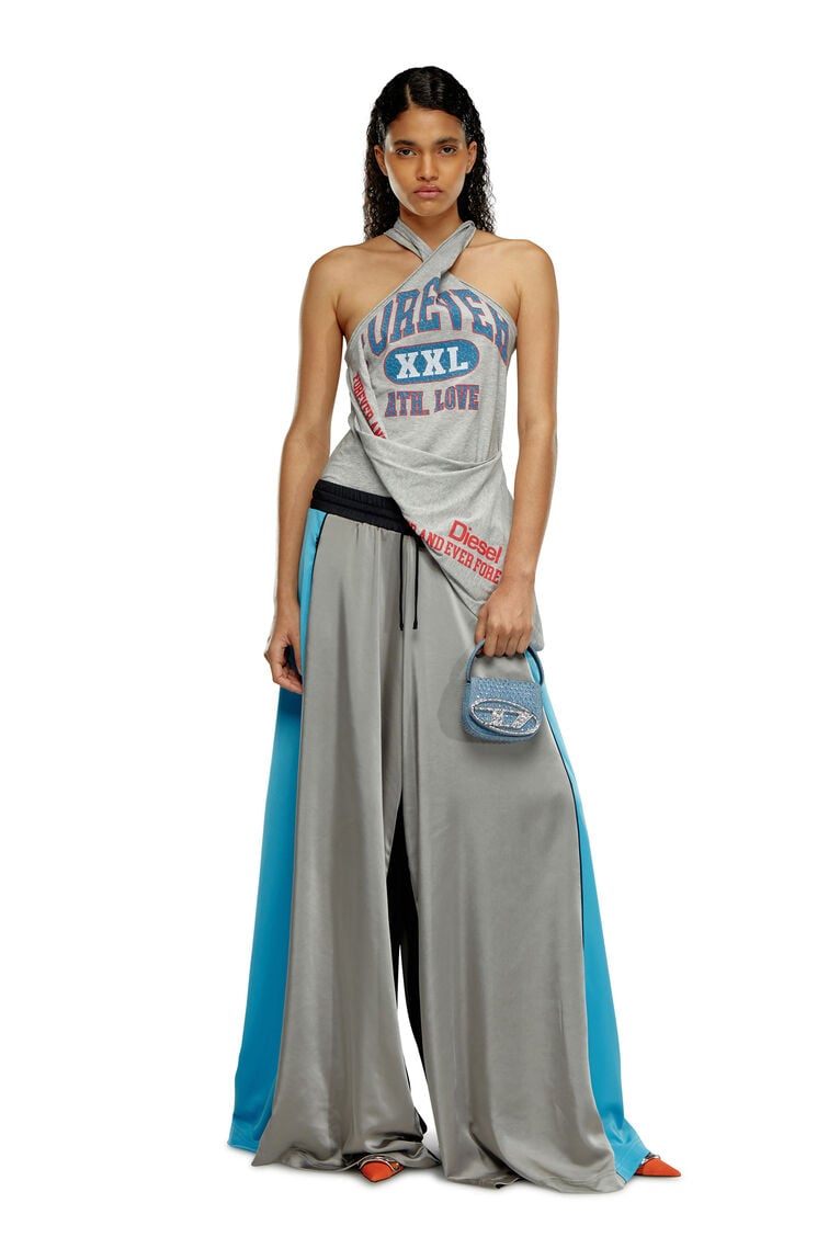 College tank top with twisted front- Light Grey