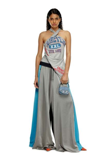 College tank top with twisted front- Light Grey