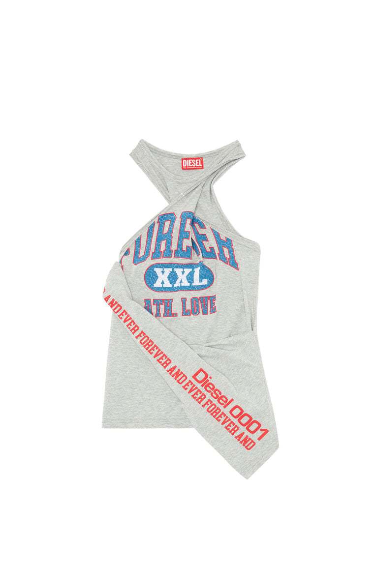 College tank top with twisted front- Light Grey