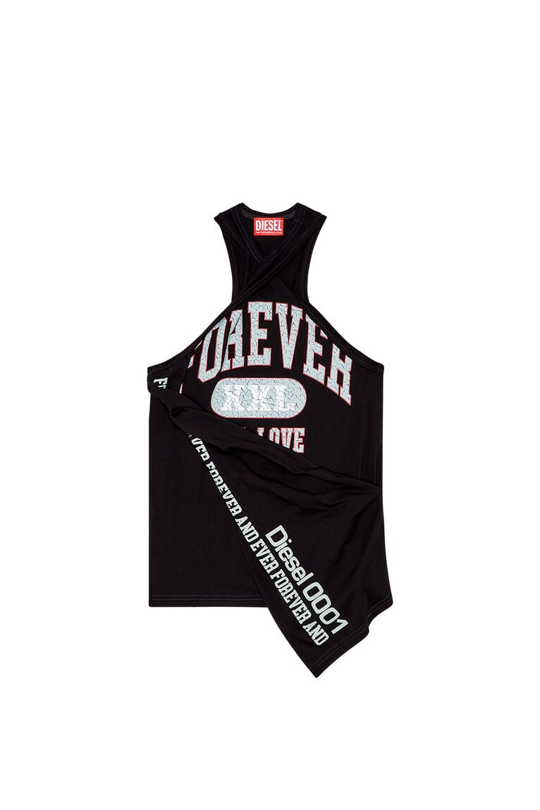 College tank top with twisted front-Black