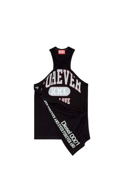College tank top with twisted front-Black