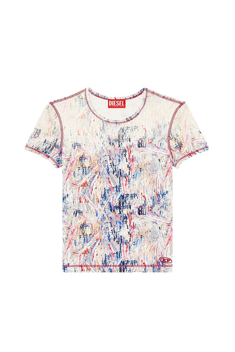 Ribbed T-shirt with spray treatment