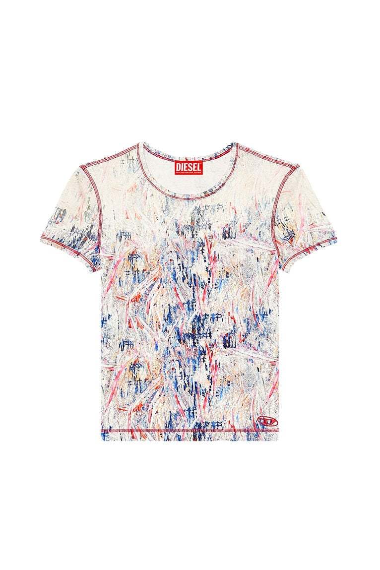 Ribbed T-shirt with spray treatment