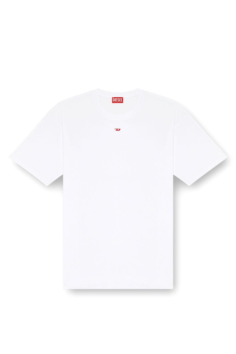T-shirt with embroidered D patch-White