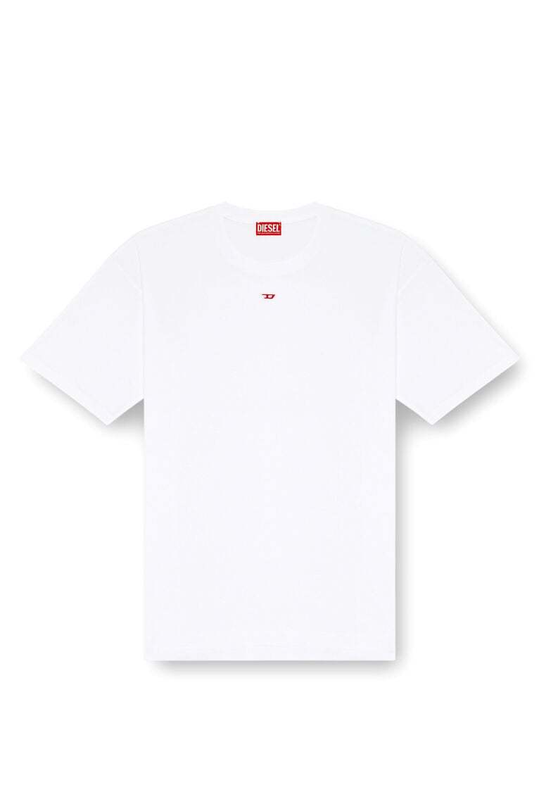 T-shirt with embroidered D patch-White