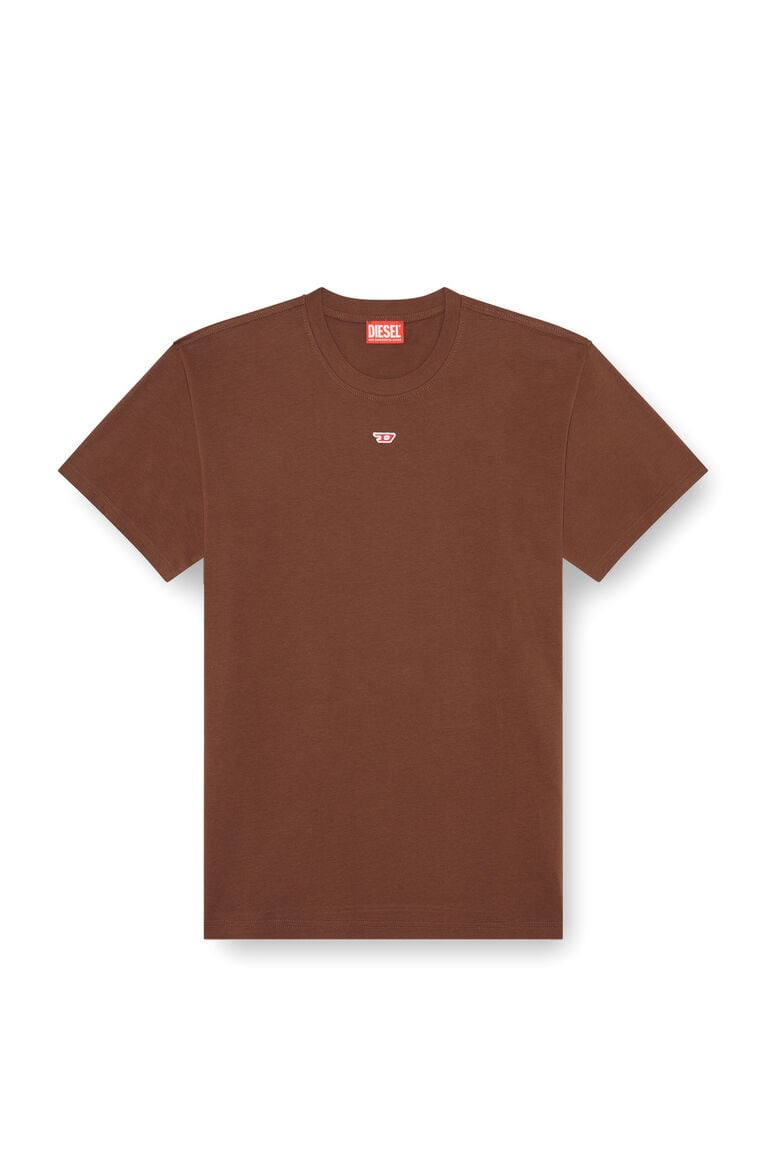 T-shirt with embroidered D patch-Brown